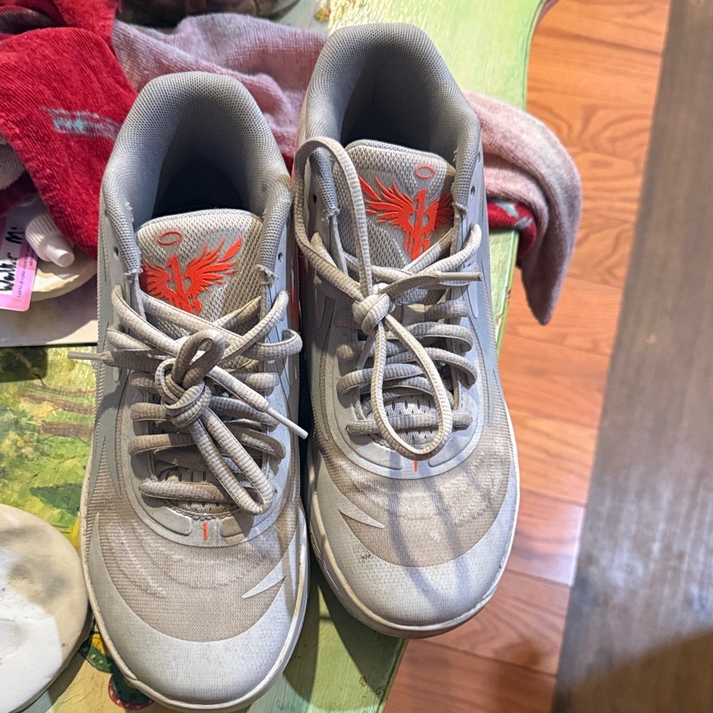 Gray and Orange Kids Shoes